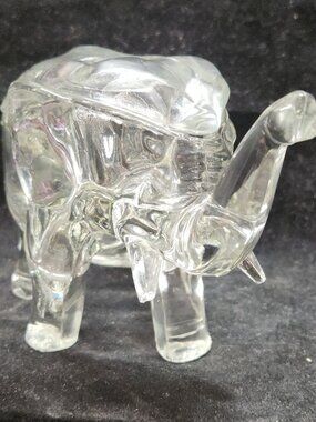Clear Glass Elephant Candy Dish with Lid – Vintage Home Décor